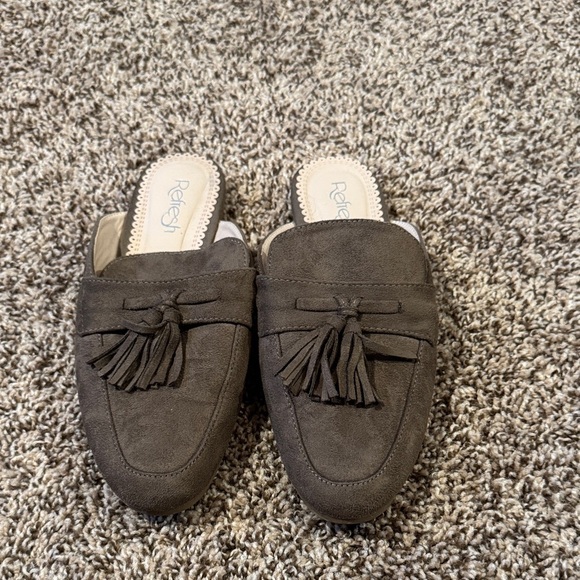 Brown Tassel Faux Suede Slides - Picture 2 of 4